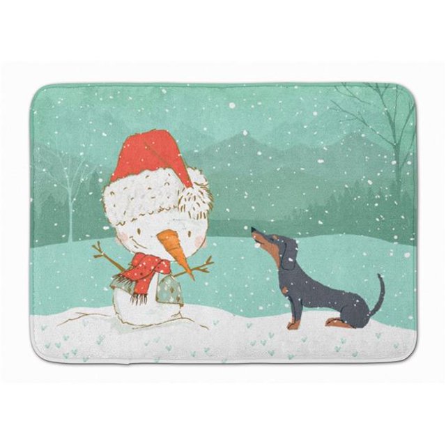 Carolines Treasures CK2083RUG Black Tan Dachshund Snowman Christmas Machine Washable Memory Foam Mat