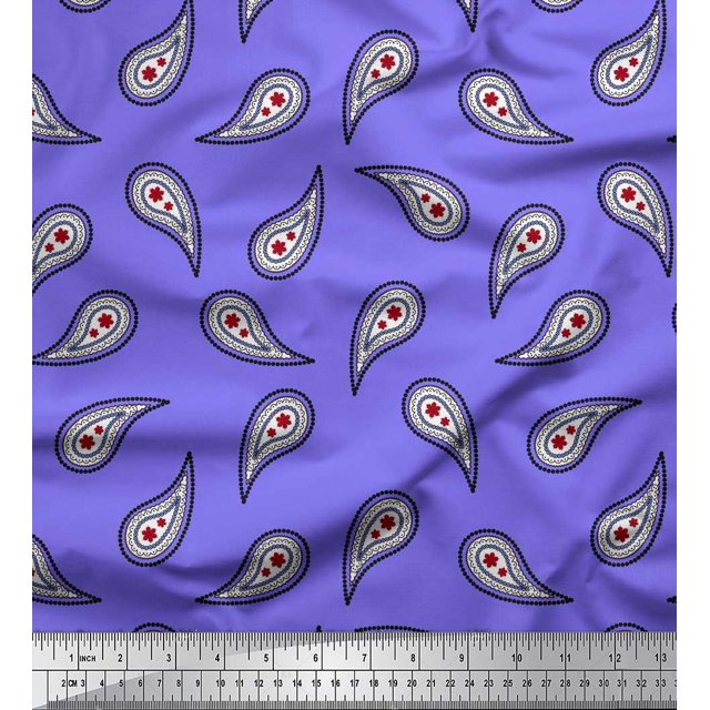 Soimoi Purple Poly Georgette Fabric Floral & Paisley Print Fabric by the Yard 42 Inch Wide