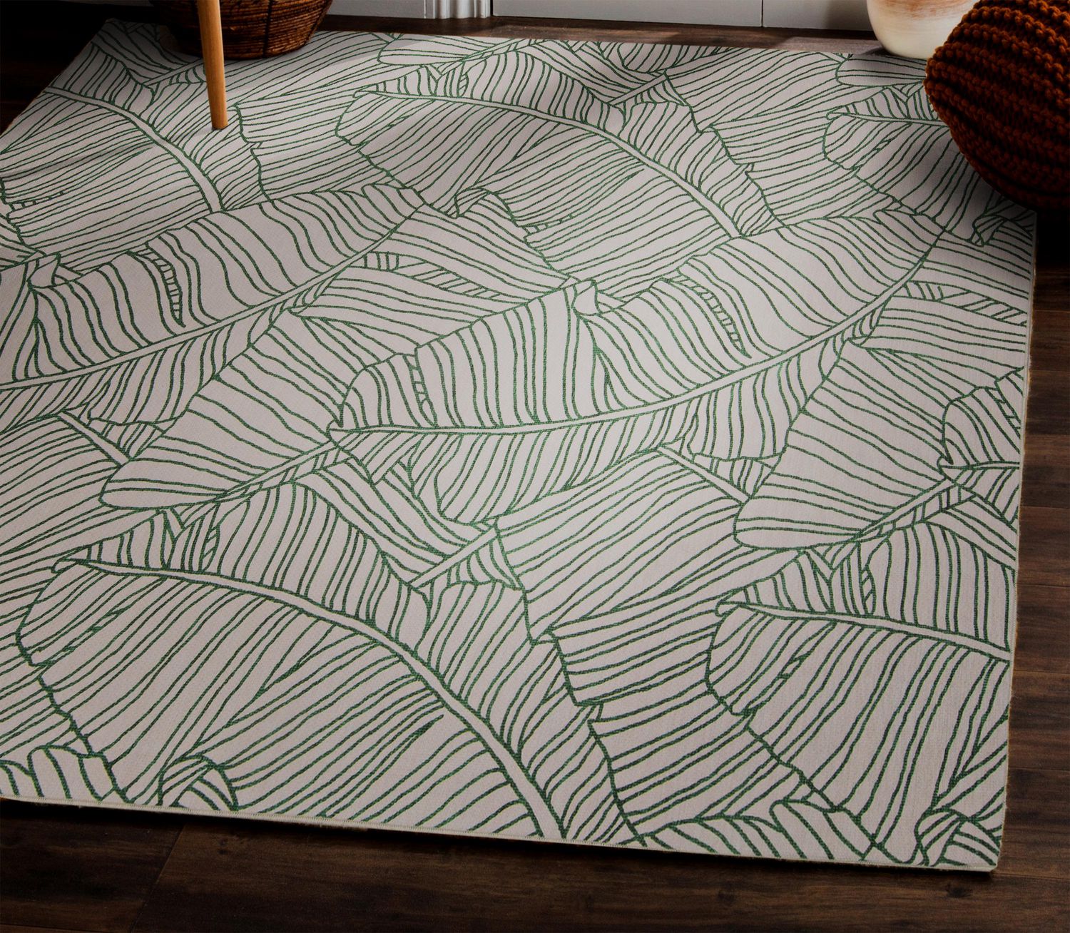 Outdoor Washable Largo Ivory & Green 7' x 9' Area Rug