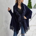thumbnail image 3 of GDREDA Womens Solid Color Collar Cloak Knitted Capes Shawl Tassel Open Front Cardigans Sweater Coat Workout Clothes, 3 of 4
