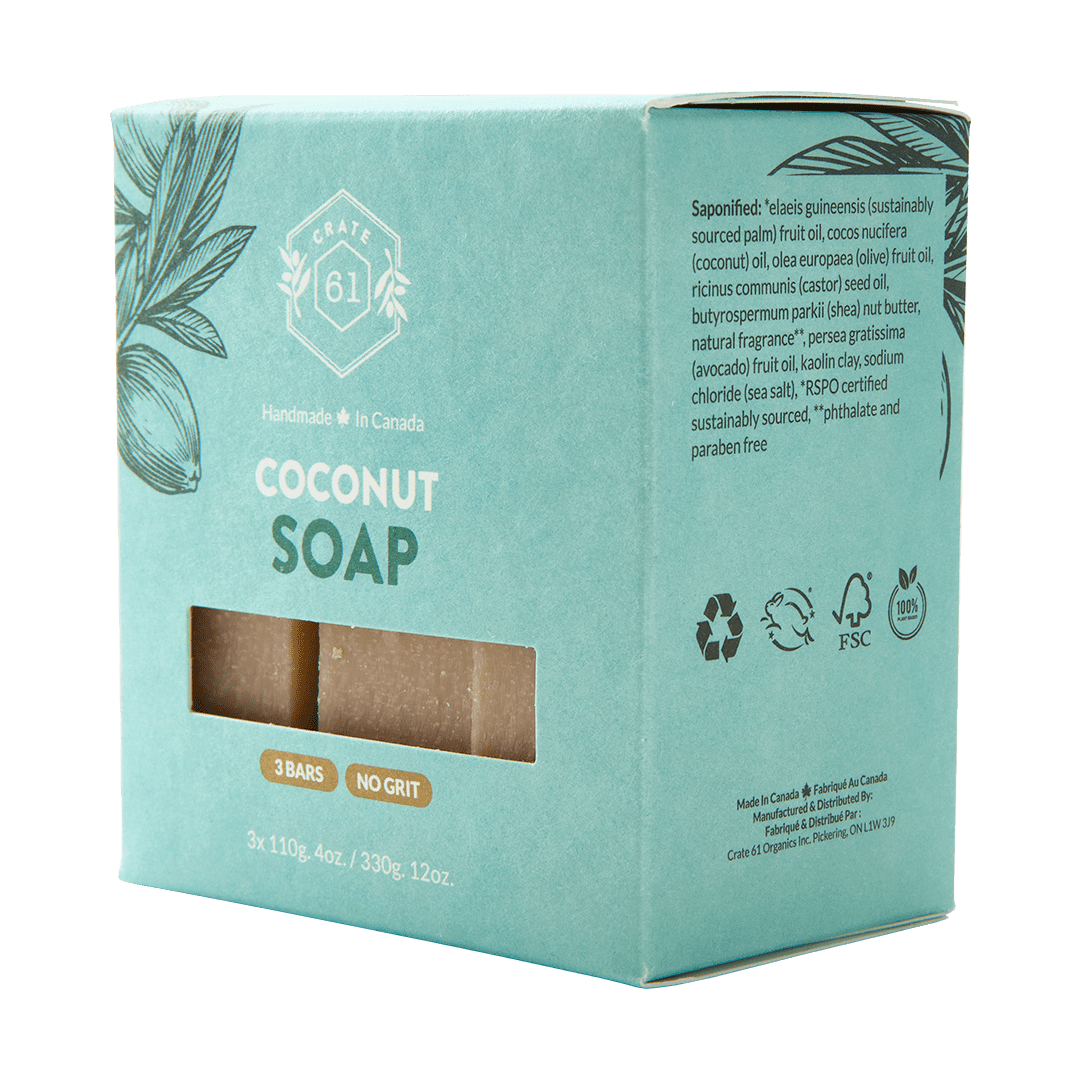 Crate 61 Coconut Bar Soap, 3x110g 4oz. / 330g 12oz.
