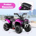 thumbnail image 3 of Costway 6V Toddler Ride On Electric Car ATV with Lights & Music & USB Port Storage Box Toy Car Pink, 3 of 10