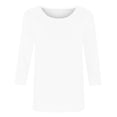 thumbnail image 5 of Timegard Tops for Women Crew Neck 3/4 Sleeve Comfy Solid Color Blouse Fall Casual Loose Tops Basic Tee, 5 of 5