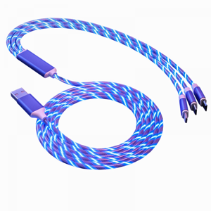 YSTINNG Light Up Charging Cable, Multipurpose Charging Cable Smart Colorful Light Glowing USB Cable Fast Charging Cable Universal 3 in 1 Charger Cable A311-001
