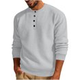 thumbnail image 1 of Yuyuzo Sweatshirts for Men Long Sleeve Round Neck Buttons Pullover Knitted Textured Solid Color Tops, 1 of 6