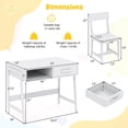 thumbnail image 3 of Costway Kids Desk and Chair Set with Storage Drawer and Hutch, Student Writing Desk Set White, 3 of 10