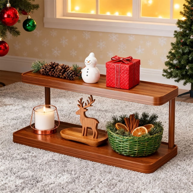 Two-Tier Desktop Storage Rack, Mug and Cup Holder for Office Desk, Wooden Organizer for Kitchen and Bathroom, Space-Saving Shelf for Home Use