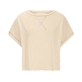 thumbnail image 4 of Amzcrzy Hauts pour Femmes Tendance Couleur Unie Hauts de Printemps Été pour Femmes Décontractés Manches Courtes Col Rond T-Shirts Dos Découpé Confortables Hauts de Sortie, 4 of 6