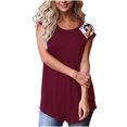 thumbnail image 2 of CHGBMOK Débardeurs Blancs Grande Taille pour Femmes T-Shirt Imprimé Décontracté Col Rond Manches Courtes Mode Été Plage en Solde, 2 of 7