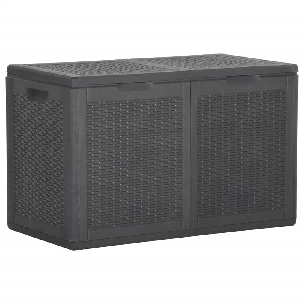 vidaXL Coffre de Rangement de Jardin 180 L Noir en Rotin PP