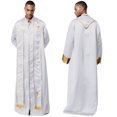 thumbnail image 4 of Moggemol Robe d'Église pour Hommes avec Étole Costume de Prêtre Jeu de Rôle Manches Longues Croix Dorée Blanc m, 4 of 7