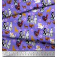 thumbnail image 3 of Soimoi Velvet Fabric Reindeer,Hen & Cock Bird Print Fabric by The Yard 58 Inch Wide, 3 of 3