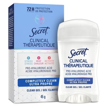 Secret Deodorant and Antiperspirant Women Clinical Strength Clear Gel, Completely Clean, 45 g