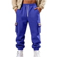 thumbnail image 2 of Ceisia Men Solid Color Loose Casual Pants Elastic Waist Drawstring Sports Gift Work Trousers, 2 of 9