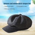 thumbnail image 2 of Peaked Caps Retro Fashion Warm Woolen Beret Octagonal Hats Easy Matching Sun Visor Design Windproof Headgear for Theme Party Light Gray, 2 of 6