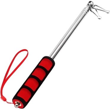 5 Feet Red Telescopic Handheld Flagpoles, Anley Portable Staff with Clips - Lightweight Extendable Stainless Steel with Anti-Slip Grip - Collapsable Flag Pole for Tour Guides & Pointer for Teachers