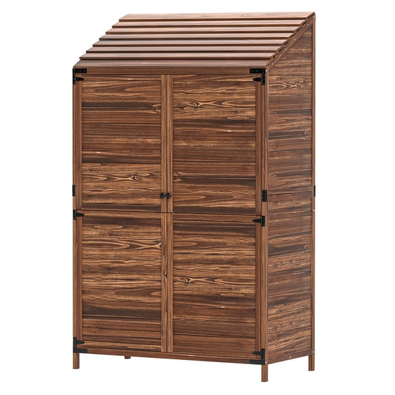 Armoire de Rangement Extérieure Brune - Remise de Jardin en Bois de 40,7 Pouces avec Doubles Portes et Tablettes pour Patio, Terrasse Ou Véranda - Durable et Résistante aux Intempéries