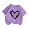 thumbnail image 3 of WEAIXIMIUNG T-Shirts Unis pour Enfants Fille Mignonne à Motif Col Rond Manches Courtes T-Shirt d'Été Décontracté 160, 3 of 6