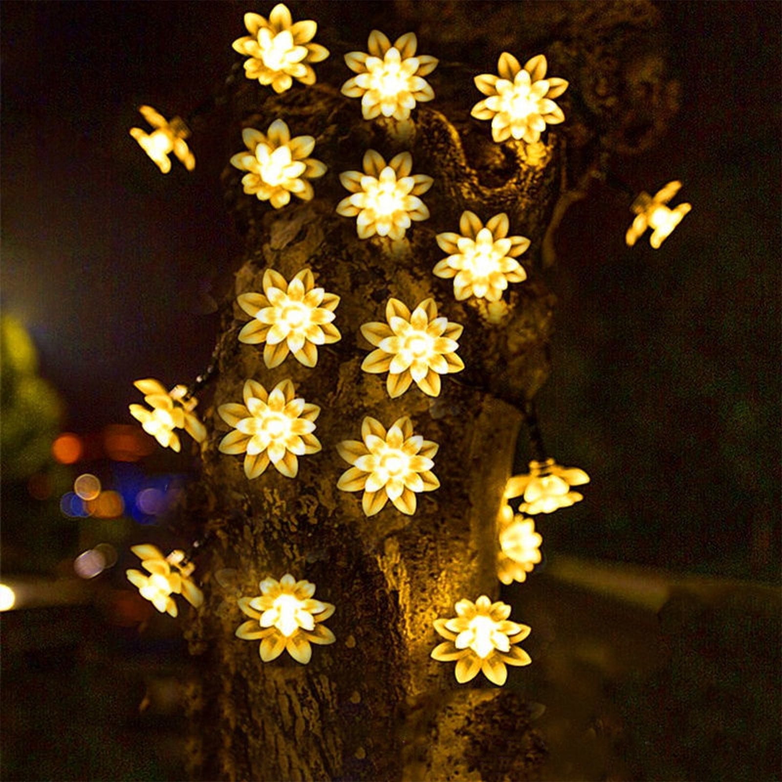 Dvkptbk String Lights Solar Flower String Lights Outdoor 50 LED Light Christmas Decorations for Garden Fence Patio Yard Christmas Tree Home Wedding Patio Party Decoration Lighting & Ceiling