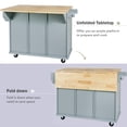 thumbnail image 4 of Joqixon Rolling Kitchen Island Cart with Drop-Leaf Countertop, 3 Drawers & Adjustable Shelves for Dinning Room, Blue, 4 of 9
