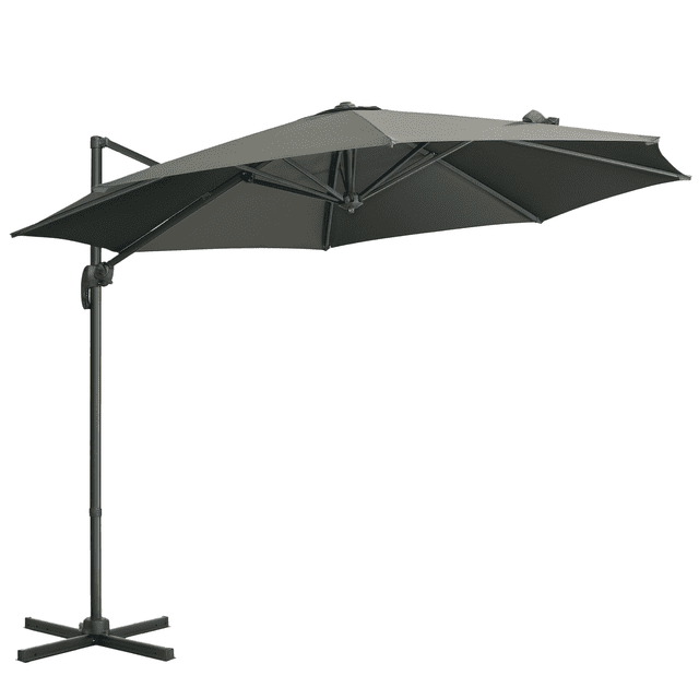 Outsunny Parasol Suspendu Déporté pour Patio ⌀ 9,6 Pieds, Mât en Aluminium, Rotation à 360°