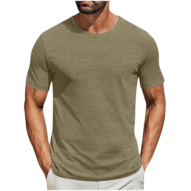 Besolor T-Shirt d'Été pour Homme à Manches Courtes, Col Rond Classique, T-Shirts Décontractés, Couleur Unie, Hauts Basiques