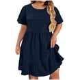 thumbnail image 2 of Weiqiqre Robes d'Été pour Femmes Décontractées Amples Mignonnes à Volants Manches Courtes Fluides Mini-Robe Robe d'Été, 2 of 8