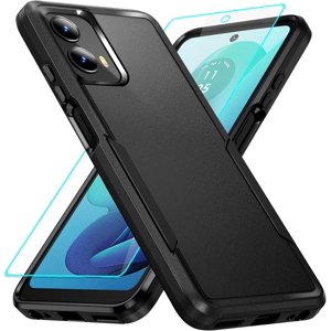 HCTian pour Moto G 5G 2024 Boîtier avec protection de l'écran: Heavy Duty Protective Shockproof et Scratch Proof Cell Telephone pour Motorola Moto G 5G 2024