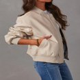 thumbnail image 4 of Veste en Cuir pour Femme à Manches Longues avec Fermeture Éclair Blouson Bomber, 4 of 6