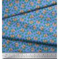 thumbnail image 2 of Soimoi Satin Silk Fabric Leaves & Owl Cartoon Decor Fabric Printed Yard 42 Inch Wide, 2 of 3