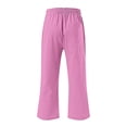 thumbnail image 5 of Gifts for Mom LSLJS Women's Fragrant Hemp Solid Color Loose Women Fashion Drawstring Pants Seven Pants Pockets Womens Work Pants, 5 of 5