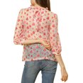thumbnail image 4 of INSPIRE CHIC Women's 3/4 Sleeves Ruffle Mock Neck Sheer Lace Top, 4 of 7