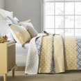 thumbnail image 4 of DDUOXIN Courtepointes Florales Grand Lit - Courtepointe Grand Lit Réversible 100 % Coton avec 2 Couvre-Oreillers, Couvre-Lits Doux Style Ferme Ensemble de Literie Courtepointe Grand Lit Léger, Jaune Gris, Grand Lit, 4 of 4