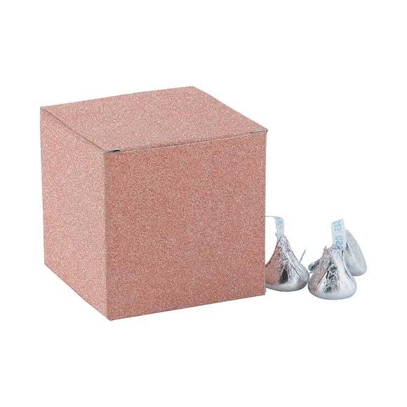 Fun Express Rose Gold Glitter Mini Favor Boxes (bulk set of 24) Great for Wedding and Party Supplies