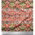 thumbnail image 1 of Soimoi Moss Georgette Fabric Moroccan Damask Decorative Printed Fabric 1 Yard 42 Inch Wide, 1 of 2
