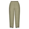 thumbnail image 4 of Timegard Plus Size Pants for Women Elastic Waist Solid Color Comfy Fall Casual Crop Pants with Pockets, 4 of 5