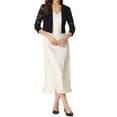 thumbnail image 2 of INSPIRE CHIC Boléro Court en Dentelle pour Femme, Ouvert sur le devant, Manches 3/4, Imprimé Floral de Noël, Noir, Taille P., 2 of 6