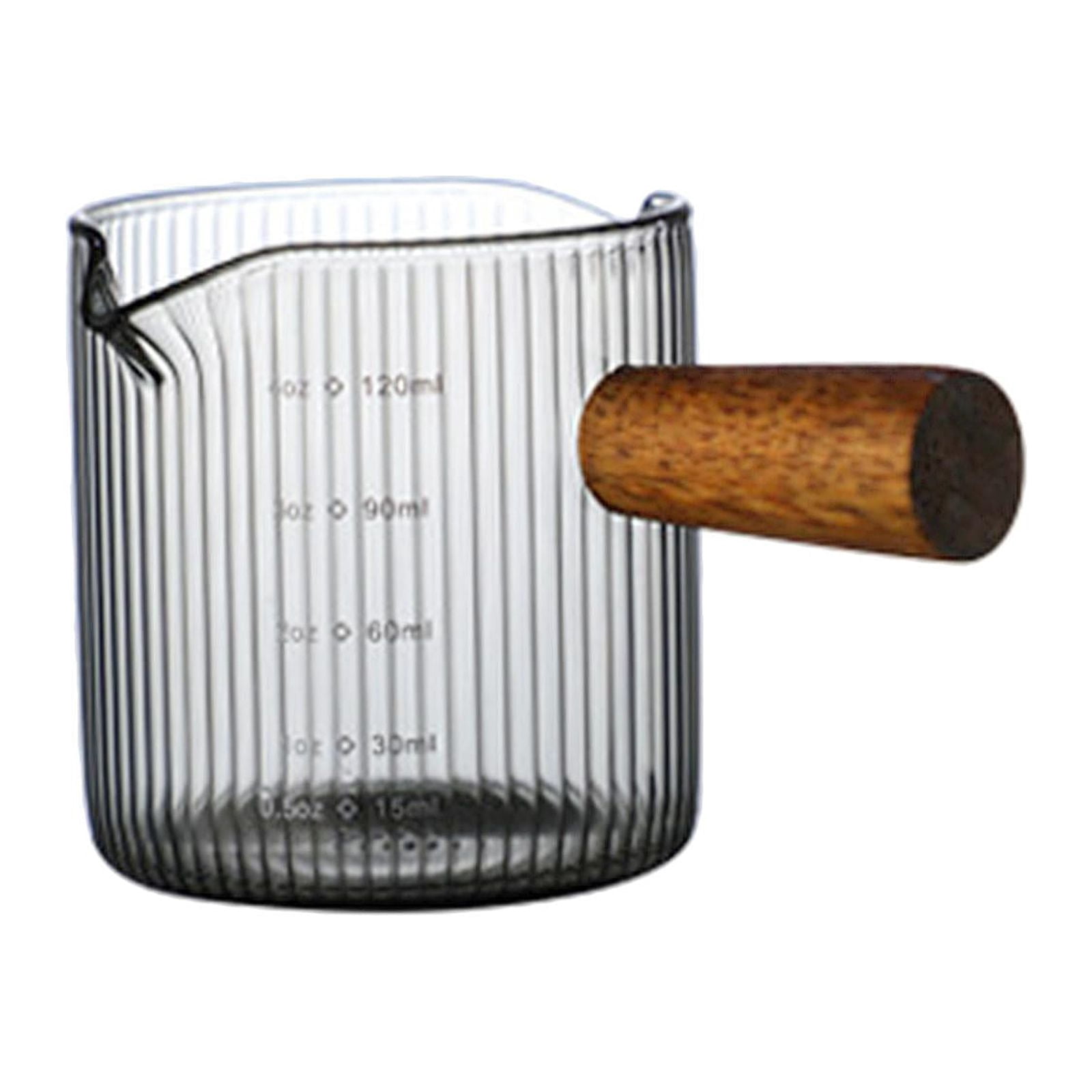 Tasse à Lait pour Café avec Poignée en Bois Tasse Mélangeuse Transparente Résistante aux Hautes Températures Style E 120 ml