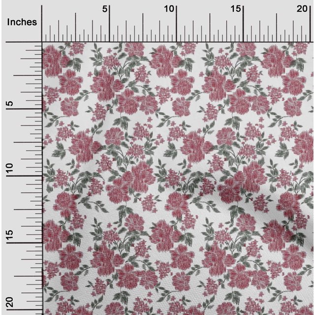 oneOone Organic Cotton Voile Fabric Leaves & Floral Ikat Print Sewing Fabric BTY 42 Inch Wide