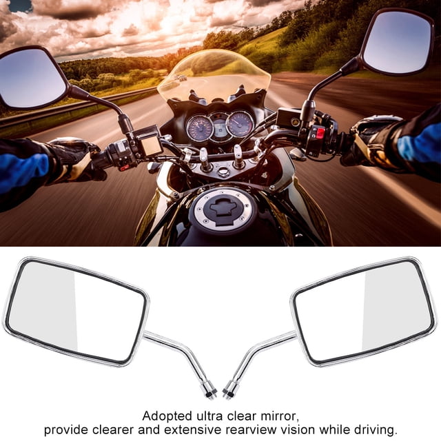 Senyar Rétroviseur de Moto, 2 Pcs Rétroviseur Carré Modifié pour Moto de Rue, Rétroviseurs Latéraux Deux Styles en Option