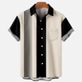 thumbnail image 2 of XZNGL Chemise à Manches Courtes Boutonnée pour Hommes, Col Rabattu à Imprimé Patchwork, Mélange Polyester Spandex, avec Poches avant, Coupe Décontractée, Tenue d'Été pour l'Extérieur, 2 of 5