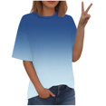 thumbnail image 1 of Timegard Hauts Grande Taille pour Femmes Couleur Dégradée Manches Courtes Col Rond Chemisiers Décontractés Confortables T-Shirts, 1 of 5