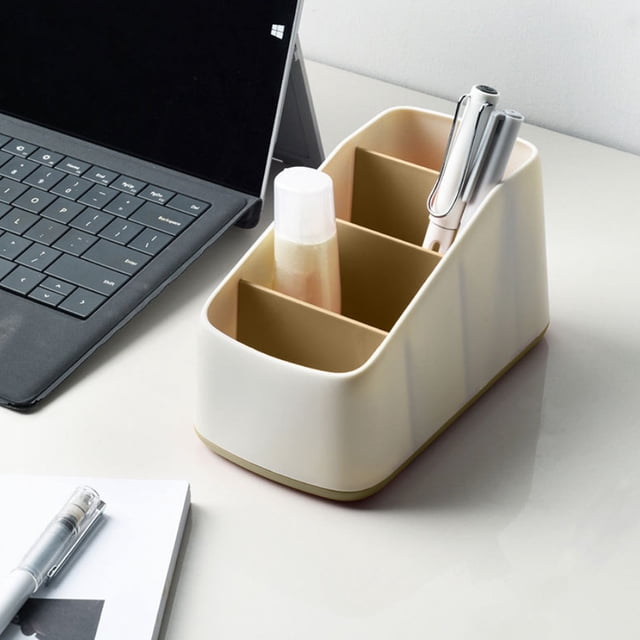 Tyidzon Office Desktop Stationery Storage Box Divided Into Small Compartments Desktop Storage Organizer Pencil Card Rack Box Container for Desk Office Supplies
