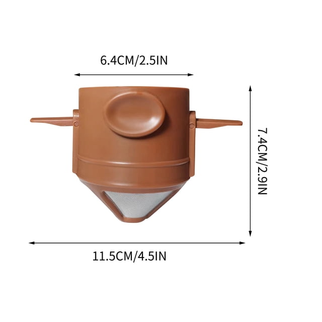 Metal Coffee Filter with Folding Ear Design for Portable Hand Brewed Drip Coffee – Stainless Steel Double-Layer Fine Mesh, 12 in x 12 in x 7.5 cm