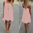 thumbnail image 1 of Fashion Women Spaghetti Strap Back Howllow Out Summer Chiffon Beach Short Dress, 1 of 5