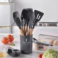 thumbnail image 1 of Dvkptbk Shovel Spoon Wooden Handle Kitchenware Set 12 Piece Round Barrel Set Non Stick Pot Cooking Spoon Kitchen Tools Kitchen Essentials, 1 of 2