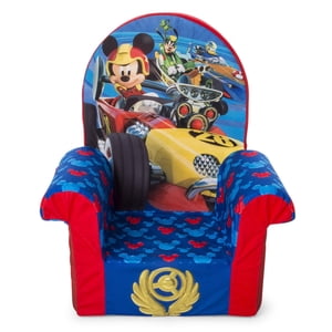 Marshmallow Furniture, Chaise haute arrière en mousse pour enfants, chaise haute arrière Disney Mickey Mouse Roadsters