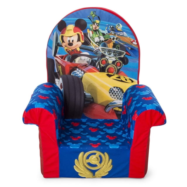 Marshmallow Furniture, Chaise haute arrière en mousse pour enfants, chaise haute arrière Disney Mickey Mouse Roadsters
