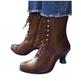 thumbnail image 4 of LSLJS Bottes à Talons Hauts Jusqu'au Genou pour Femmes, Bottes Unies à Lacets pour Femmes, Bottillons à Bout Rond, Bottes à Talon Moyen, Chaussures, Bottes Jusqu'au Genou pour Femmes, 4 of 4