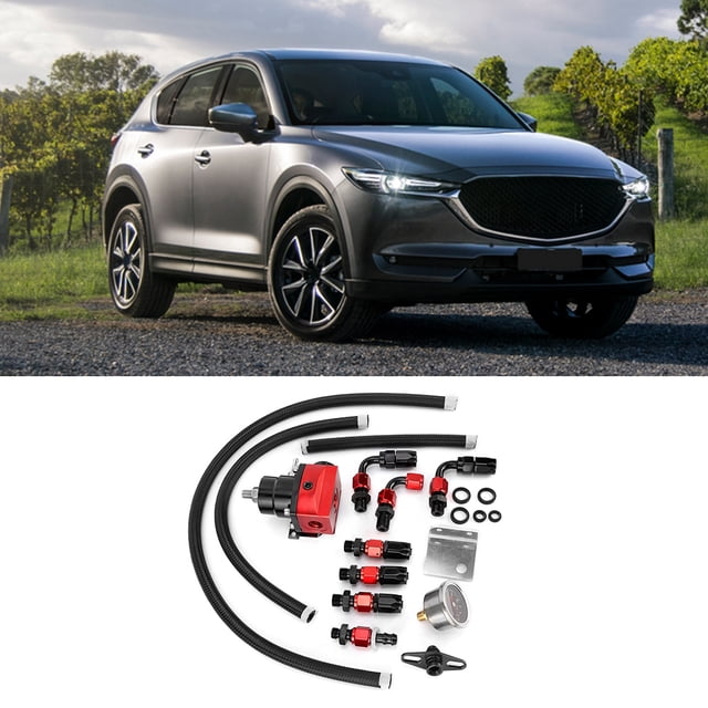 Akozon Régulateur de Pression de Carburant Réglable Universel Voiture en Acier Inoxydable 304 Kit Régulateur de Pression de Carburant avec Jauge 100PSI pour Voiture